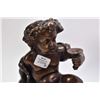 Image 2 : Two small modern bronzes including a small cherub and a girl with her kitten, 9" including marble pl