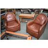 Image 1 : Pair of modern leather arm chairs with naihead decoration made by Elite for Finesse Furnishings