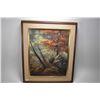 Image 1 : Framed original oil on board painting titled on verso "Autumn Woodside" by artist Florence Blair, 20