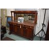 Image 1 : Antique flame mahogany Empire style sideboard with four drawers and two drawers in base, bevelled mi
