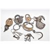 Image 1 : Selection of vintage padlocks including Wilson, Mitchell brand marked CPR etc. plus a scale etc.
