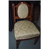 Image 1 : Antique wood framed side chair with upholstered seat and cameo back