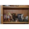Image 2 : Shelf lot of East Asian collectibles including lidded wooden boxes, carved wooden letter organizer,