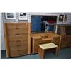 Image 1 : Art deco style six drawer highboy with matching drop vanity and vanity bench