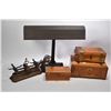 Image 1 : Vintage cast desk lamp and three red cedar hinged boxes
