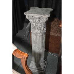 Two piece concrete Corinthian column statuary stand 30" in height
