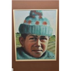 Framed pastel on paper portrait signed by artist Adele Knowler "78, 10" X 8"
