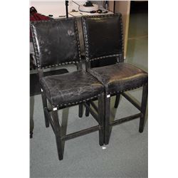 Pair of new distressed style upholstered high back stools