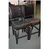 Image 1 : Pair of new distressed style upholstered high back stools