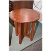 Image 2 : Two Mission style modern side table including one round and one square