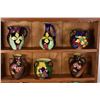 Image 2 : Wall mount four tier display with twelve pieces of Tunstall handpainted semi-porcelain cabinet piece