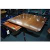 Image 2 : Mid 20th century walnut drop leaf center pedestal table with single drawer and brass capped claw fee