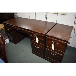 Modern oak double pedestal computer desk plus matching two drawer filing cabinet