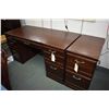 Image 1 : Modern oak double pedestal computer desk plus matching two drawer filing cabinet