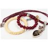 Image 1 : Selection of jewellery including carved elephant ivory bracelet, amethyst necklace with sterling sil