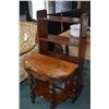 Image 1 : Mid 20th century matched grain walnut single drawer flat to the wall table and a four tier open book