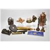 Image 1 : Selection of vintage and antique collectibles including brass and copper thermal water jug, drill bi