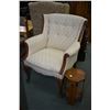 Image 1 : Mid 20th century upholstered parlour chair and a small oak stand