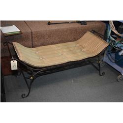 Modern wrought iron bed end bench with loose upholstered pillow