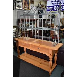 Pine and Metal Welsh dresser style sideboard with two glass shelves from the Eddie Bauer's Lifestyle