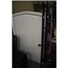 Image 1 : Single size fabric upholstered headboard with nail head decoration and a two door night stand