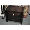 Image 2 : Single size fabric upholstered headboard with nail head decoration and a two door night stand