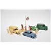 Image 1 : Selection of vintage Dinky Toys including Esso gas pumps and figures, Jeep, Dailmer Red Cross ambula