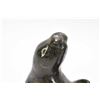Image 2 : Two soapstone carvings including 6 1/2" seal and a walrus, both signed on underside