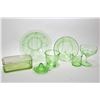 Image 1 : Selection of vintage uranium glass including two measuring cups, two serving bowls, lidded refrigera