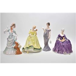 Four Royal Doulton figurines including "Paula" HN2906, "Harmony" HN2824, "Loyal Friend" HN3358 and "