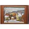 Image 1 : Framed acrylic on board painting of a mountainous rural setting, unsigned, 8" X 10"