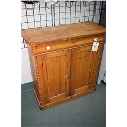 Small antique pine sideboard with single drawer and two doors