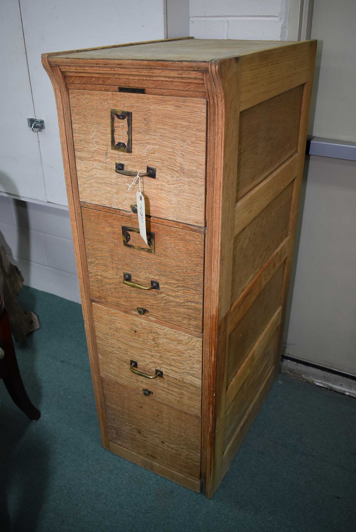 Antique Oak Four Drawer Letter Size Filing Cabinet Stripped And Ready