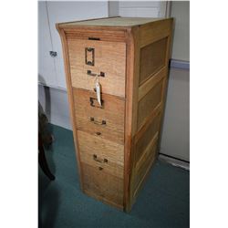 Antique oak four drawer letter size filing cabinet stripped and ready for refinishing