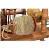 Image 4 : Selection of wool accessories including wool spool stand, plus two empty spools and a pair of carder