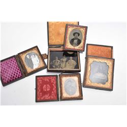 Selection of antique daguerreotypes including one in civil war era military uniform