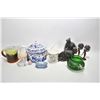 Image 1 : Selection of collectibles including Royal Crown Derby "Mikado" large tea pot, note stress crack on u