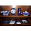 Image 1 : Eight pieces of vintage blue and white including