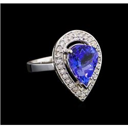 14KT White Gold 4.18 ctw Tanzanite and Diamond Ring