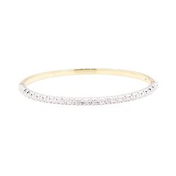 0.70 ctw Diamond Bangle Bracelet - 14KT Yellow And White Gold