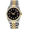 Image 2 : Rolex Mens 2 Tone 14K Black Diamond 36MM Datejust Wristwatch