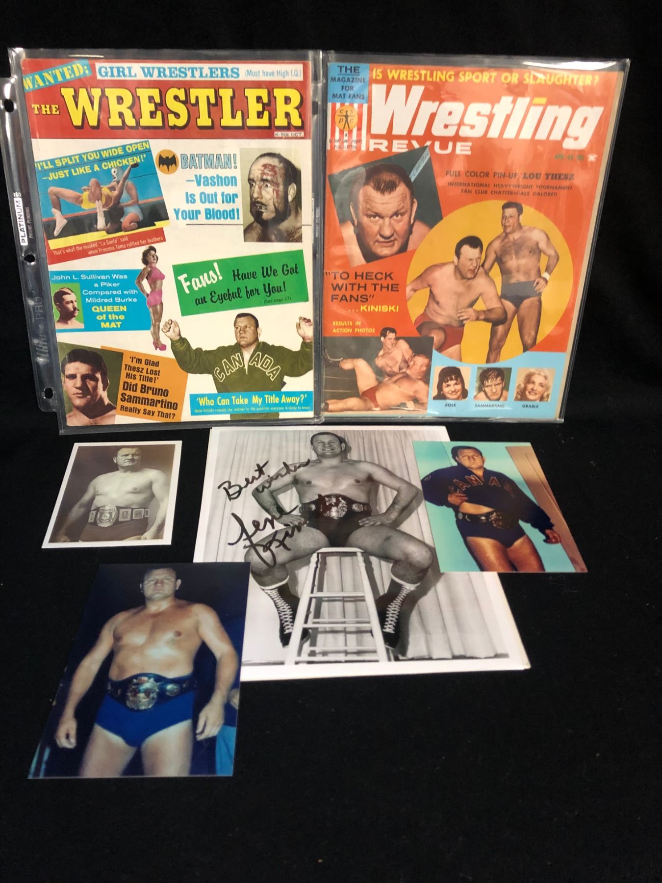 VINTAGE WRESTLING MAGAZINES/ PHOTO'S LOT
