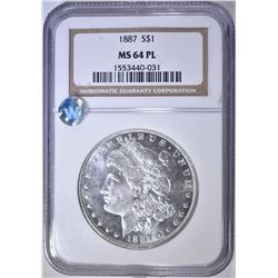 1887 MORGAN DOLLAR  NGC MS-64 PL
