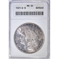 1921-D MORGAN DOLLAR  ANACS MS-64