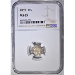 1859 3 CENT SILVER  NGC MS-63