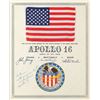 Image 1 : Apollo 16 Flown Flag with Crew-signed Certificate