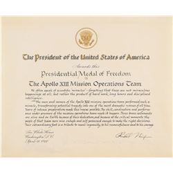 Gene Cernan's Apollo 13 Presidential Medal of Freedom Certificate