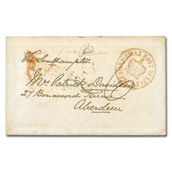 Chinese Local Posts: Shanghai, 1856, neat blue envelope sent Shanghai to Aberdeen, with "Shanghae Po