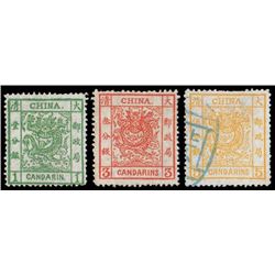 China, 1878, Large Dragons on thin paper, 1ca-5ca complete