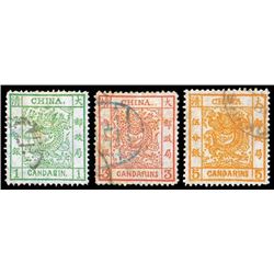 China, 1878, Large Dragons on thin paper, 1ca-5ca complete